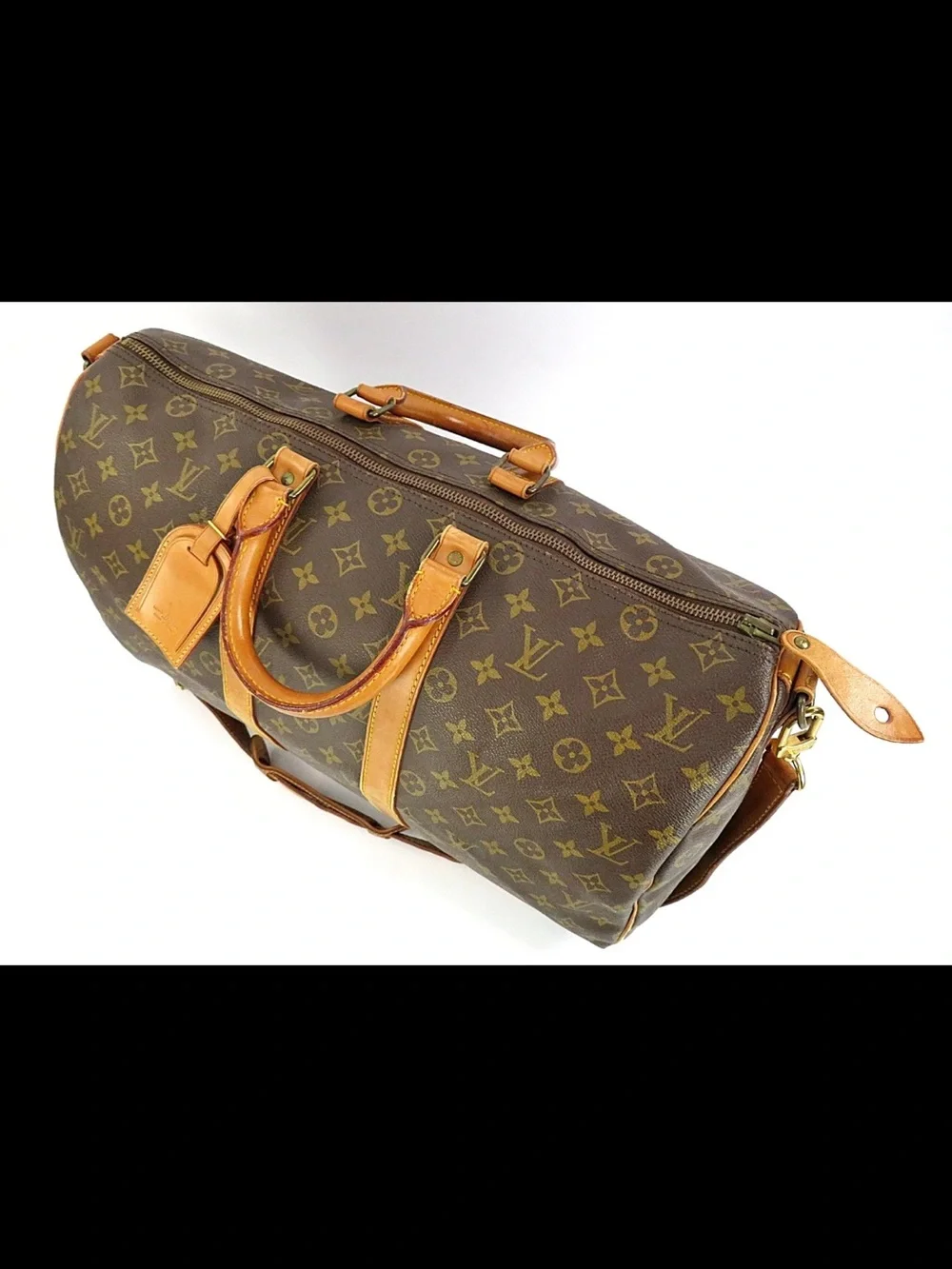 Louis Vuitton Monogram Canvas Duffel with Tan Leather Trim